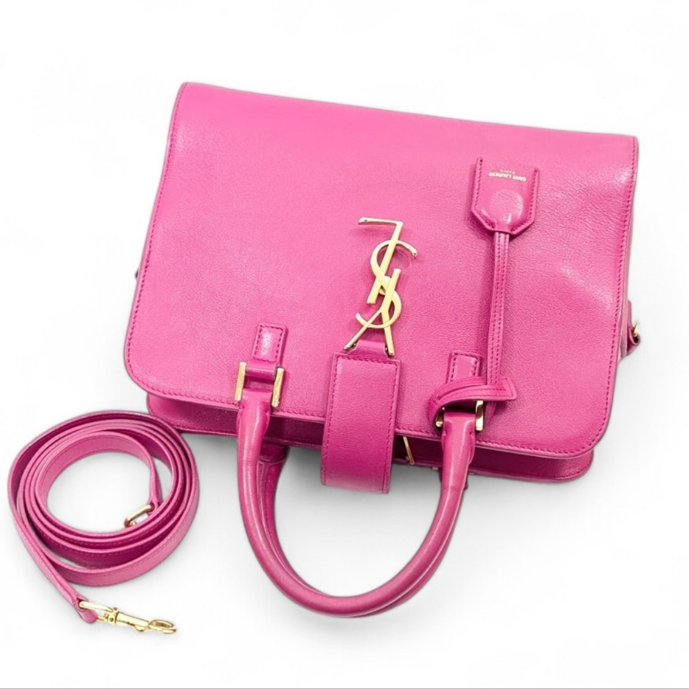 ✨️💎Authentic YSL Yves Saint Laurent Baby cabas Hot Pink Crossbody Bag - Picture 2 of 16
